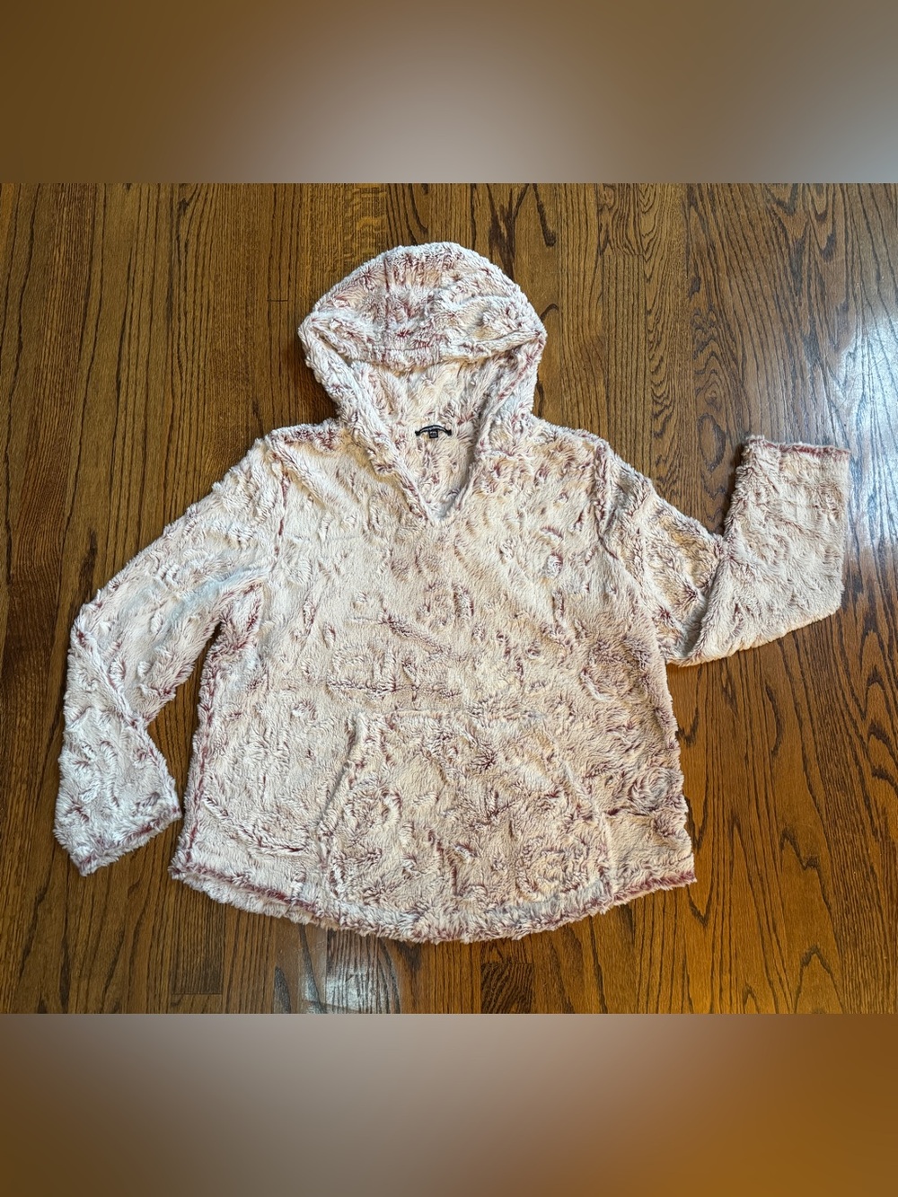 Knapp Studio Women’s Petite XL Pink White Faux Fur Pullover Hoodie